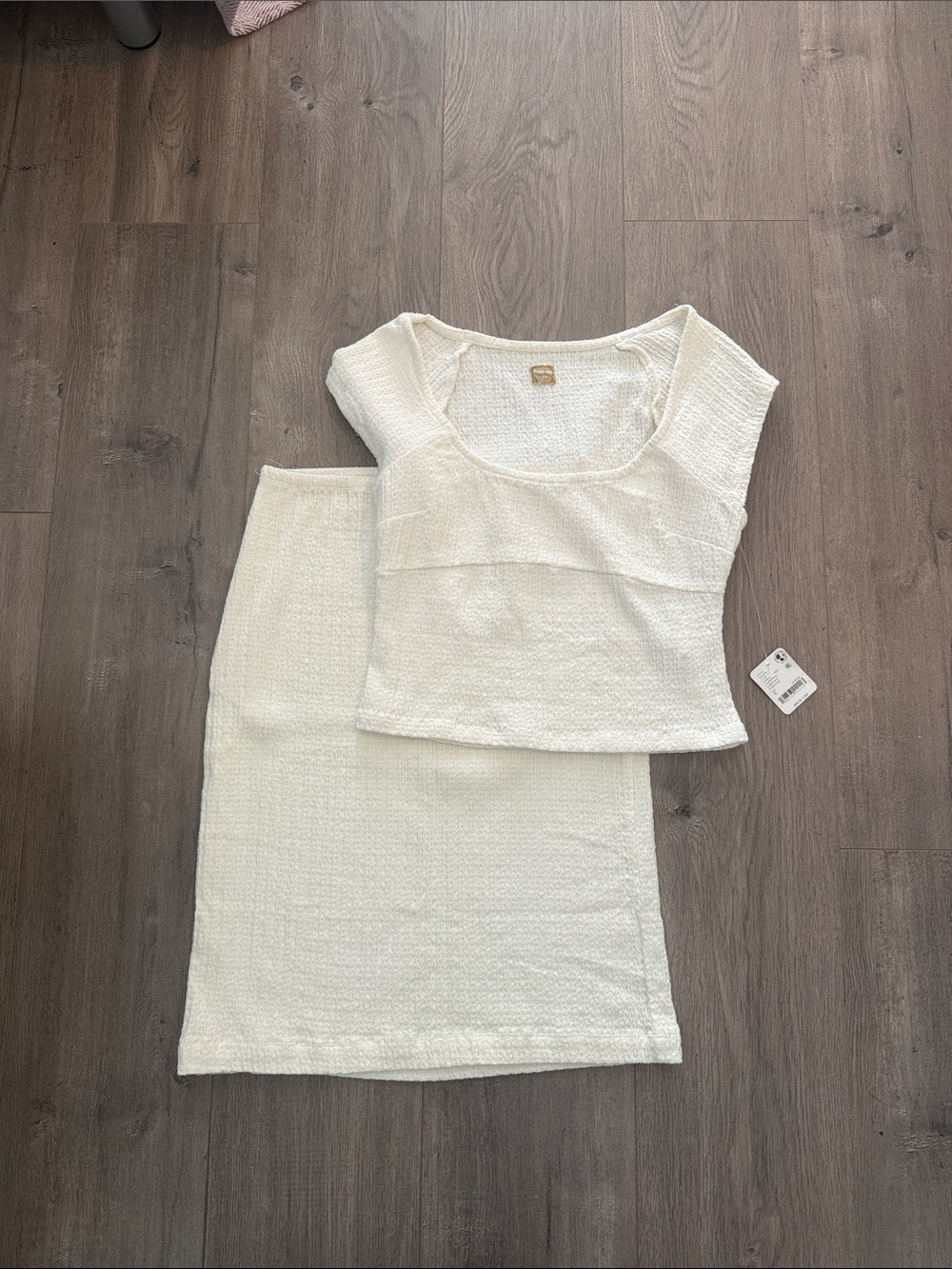 Free People Cream Knit Two-Piece Scoop Neck Set